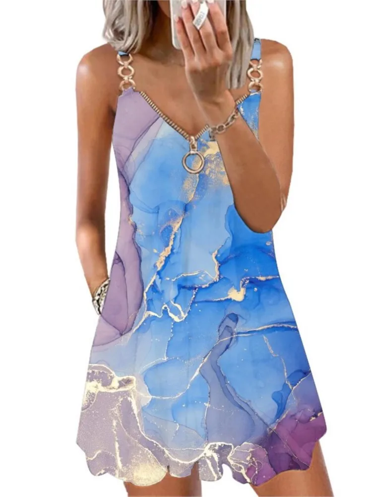 Новое летнее мини-платье с принтом спагетти для женщин модное сексуальное платье