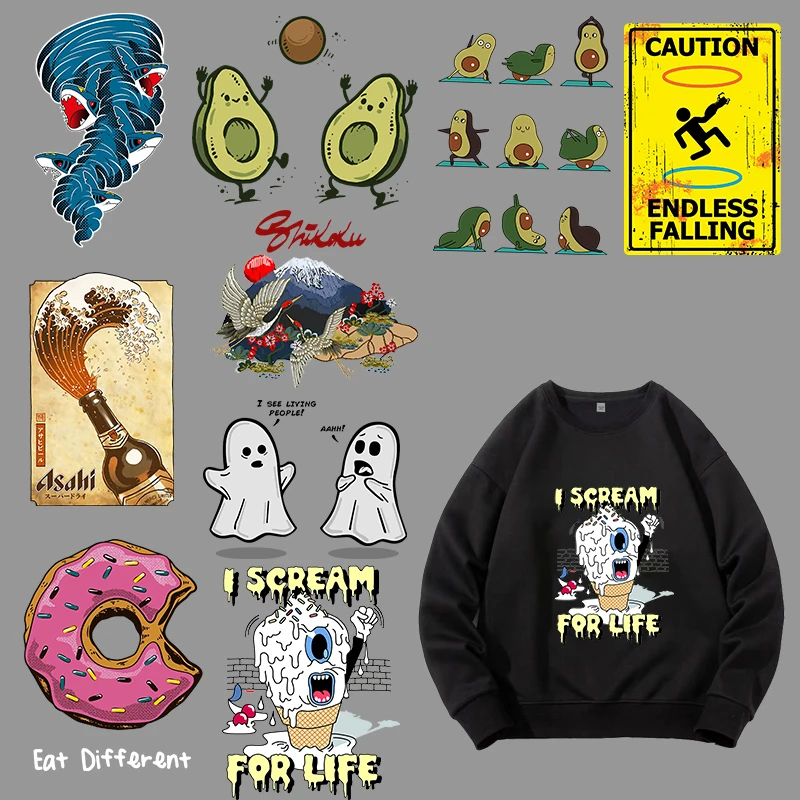 

Children's clothing Iron On printed cartoon avocado creative image and text heat transfer printing vinyl water wash sticker