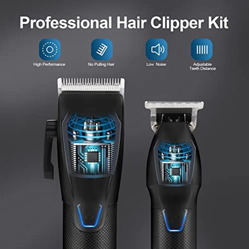Hair Clippers For Men,Professional Hair Cutting Kit,Cordless Barber Clipper And T-Blade Beard Trimmer Set enlarge
