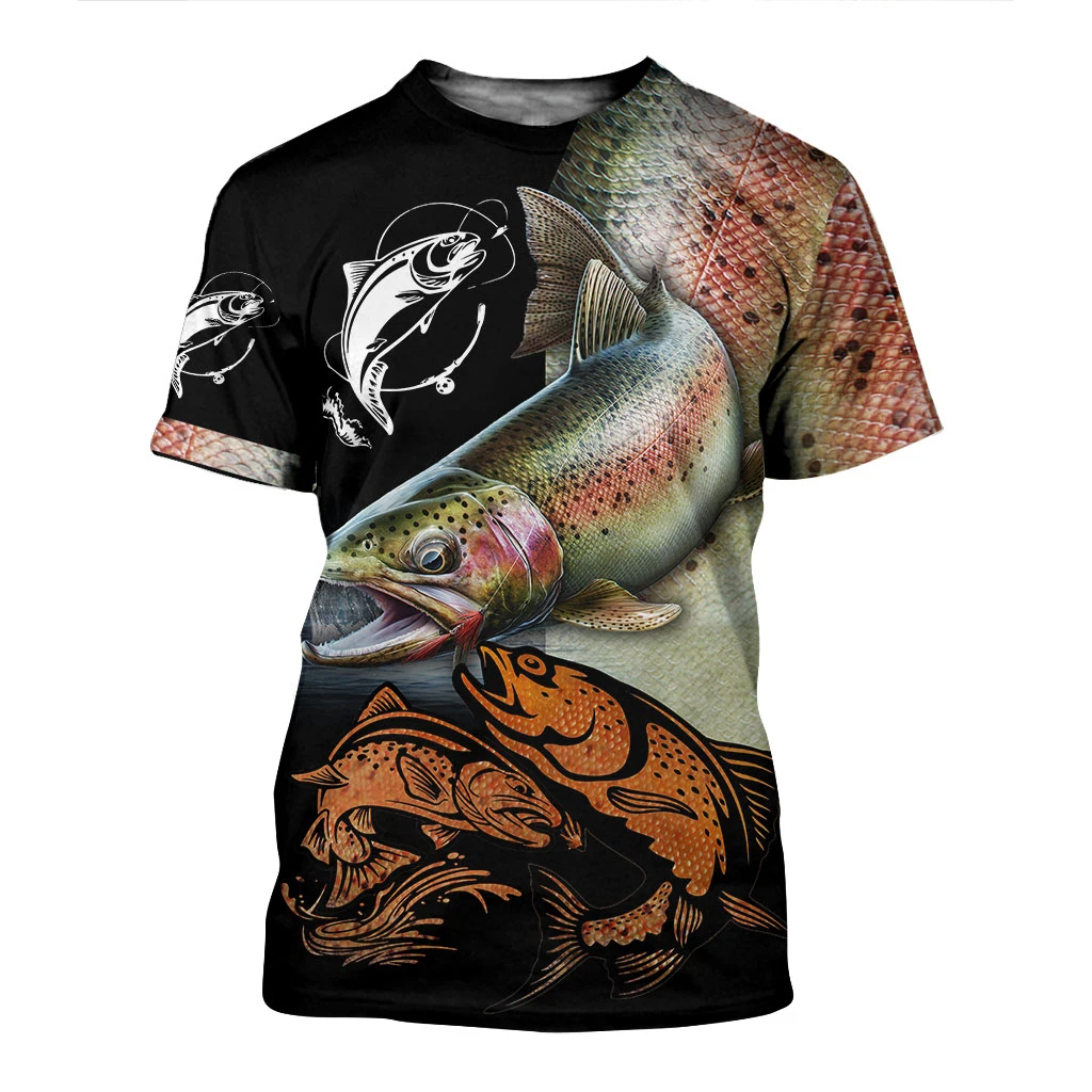 

Love Brook Trout Fishing 3D All Over Printed Men t shirt Summer Harajuku Casual short Sleeve Tee shirts Unisex tops TX-28