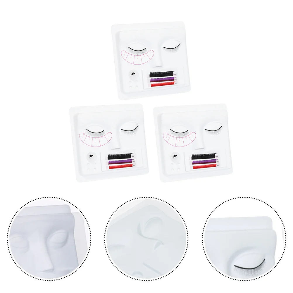 

3pcs Eyelash Mannequin Practice Eyelash Extension Practicing Trays Eyelash Grafting Models Replaced Eyelids Training Tools