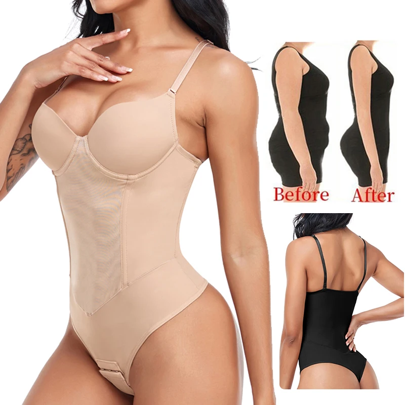 Women Full Body Shaper Thongs Bodysuit Shapewear Waist Trainer Steel Bones Tummy Control Underwear Flat Belly Underbust Corset