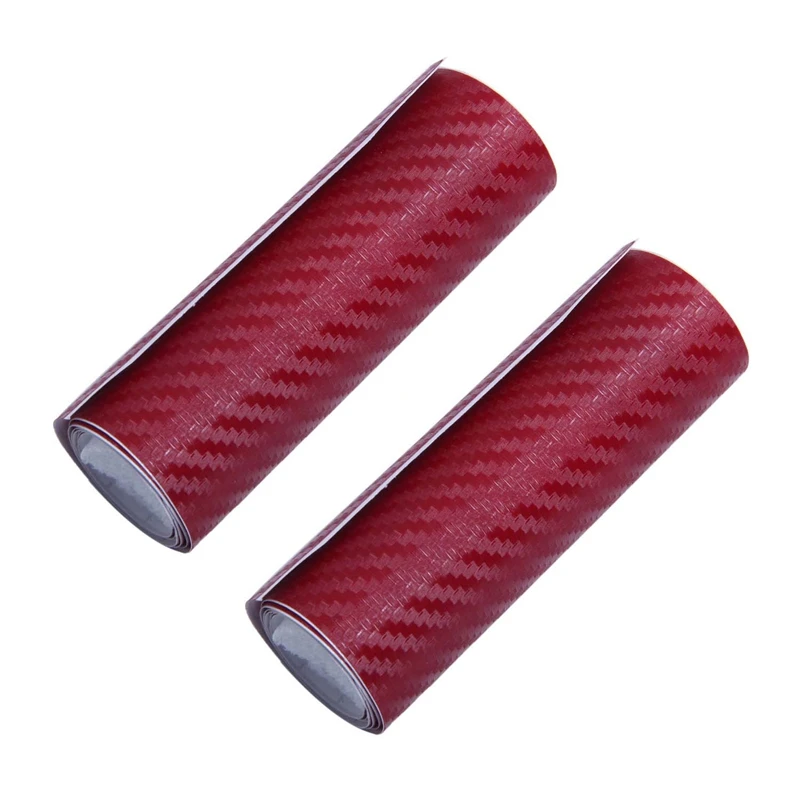 

2X Car Vehicle DIY 3D Carbon Fiber Vinyl Wrap Roll Film Sticker Decal 70X10cm Wine Red