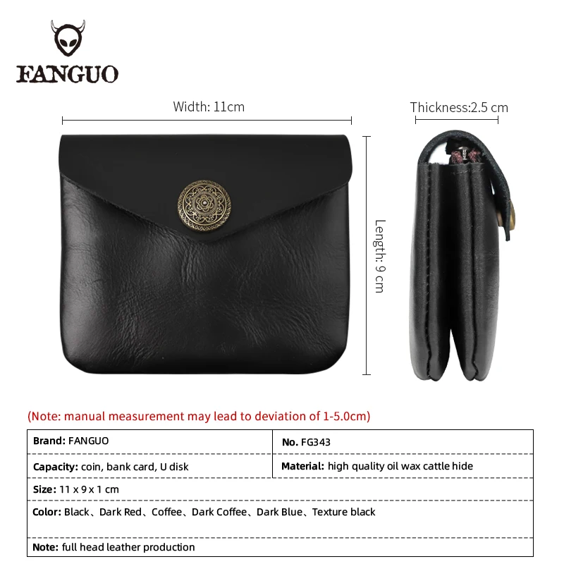 Fashion Cowhide Coin Purse Women Genuine Leather Card Holder Pouch Men Handmade Short Credit Card Slot Coin Purse Mini Wallet