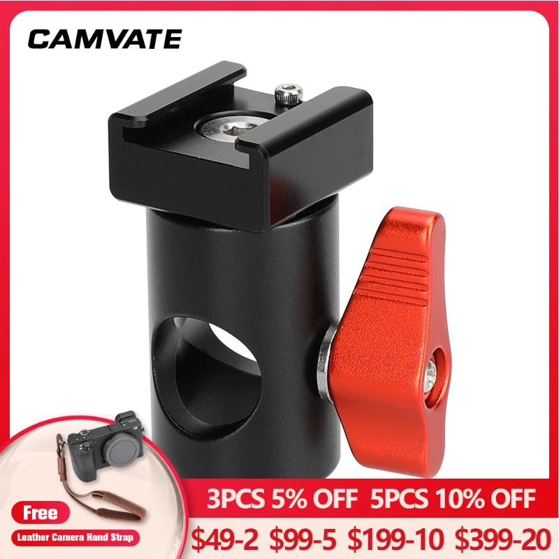 

CAMVATE Light Stand Head Adapter Holder Converter With Cold Shoe Mount 3/8" Screw For Tripod Monopod Photography Accessories