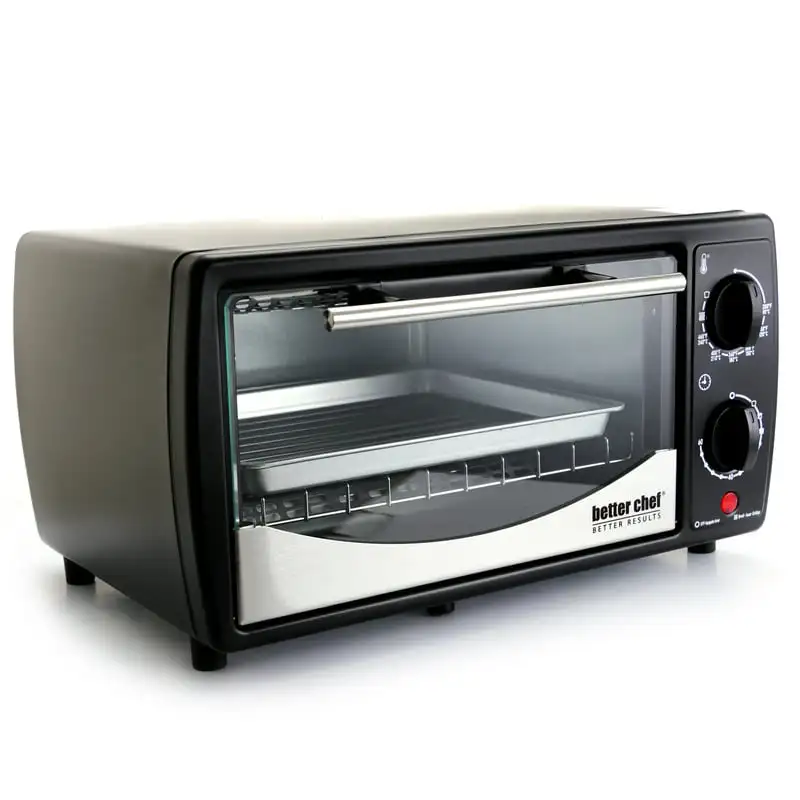 

9 Liter Toaster Oven Broiler- Black With Stainless Steel Front
