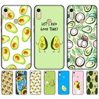 for huawei y6s case 6 09 inch soft tpu silicon cell phone back cover protective y6s back black tpu case fruit avocado