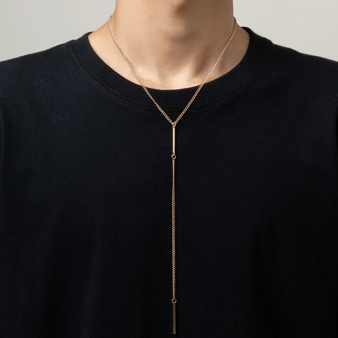 

Ingemark Simple Classic Fashion Stick Pendant Necklace for Women Men Punk Metal Adjustable Thin Chain Long Strip Jewelry Gifts
