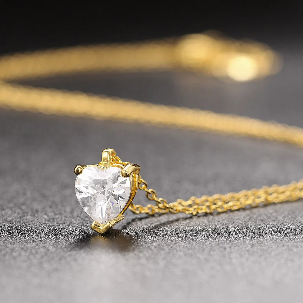 

Женское Ожерелье Ailodo в форме сердца с кубическим цирконием, романтичное свадебное ожерелье, модное медное ювелирное изделие, подарок для де...