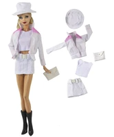 11 5 dollhouse accessories for barbie clothes white jacket coat tank skirt hat outfits for barbie doll clothes kids diy toy 16