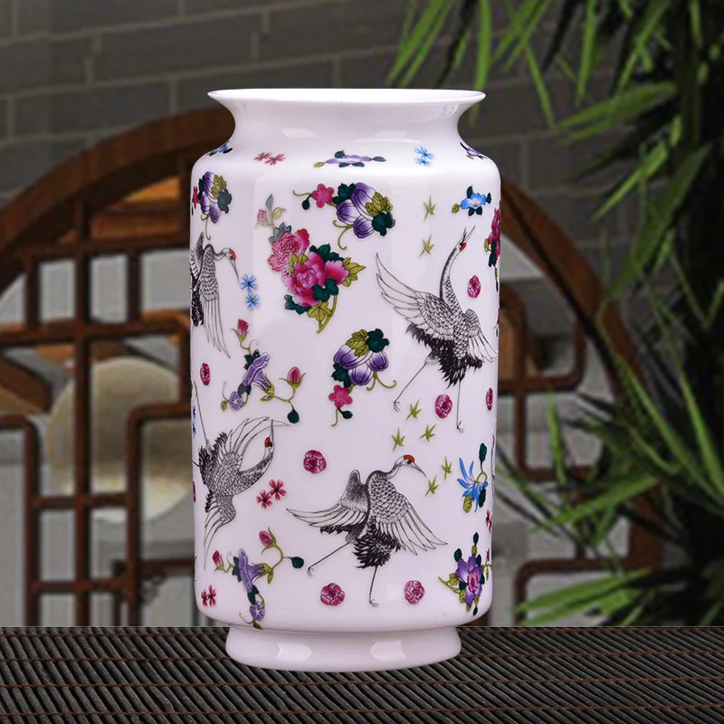 Антикварная Цзиндэчжэнь светящийся керамический ваза с цветами и рисунком крана
