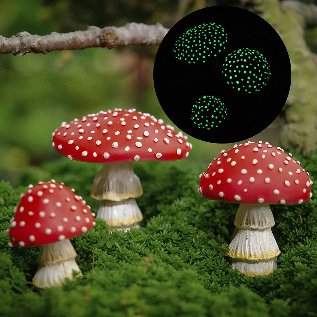 

1PC Mini Fluorescent Mushroom Ornament Miniature Figures Tiny Mushroom Resin Handicraft Micro Landscape Dollhouse Decoration