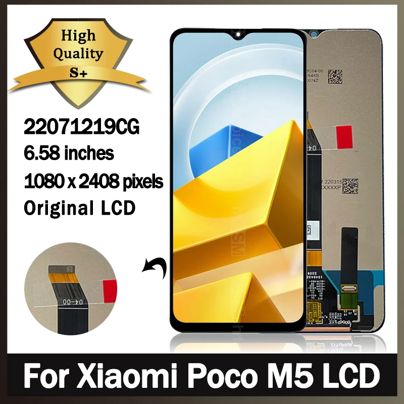 Original For Xiaomi Poco M5 22071219CG LCD Display+Touch Screen Panel Digitizer Assembly Replacement For Poco M5 LCD with Frame