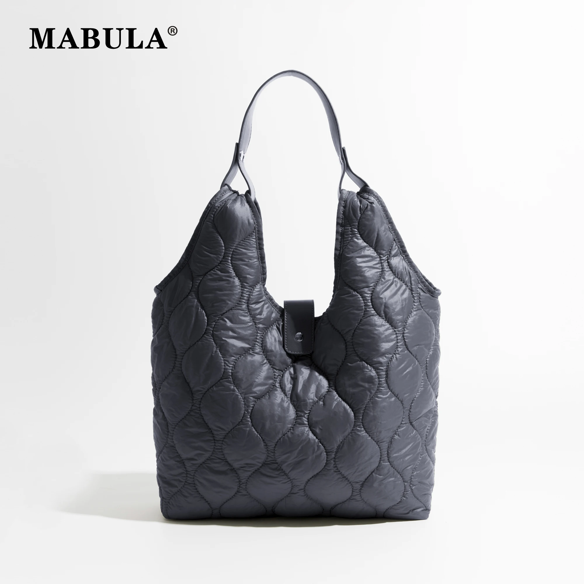 

MABULA Brand Designer Quilted Single Shoulder Hobo Purse Geometric Stylish Featehr Down Tote Handbag Big Trend Puffer Space Bag