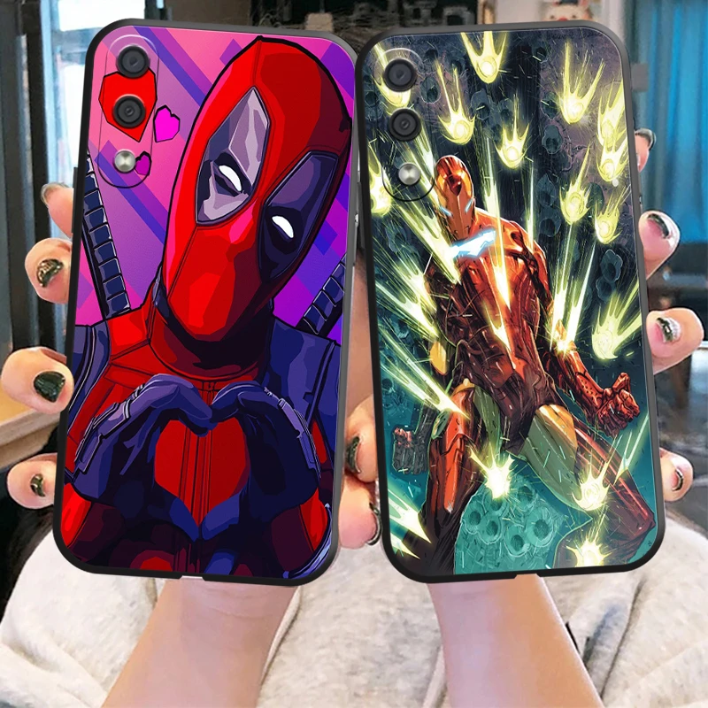 

Popular Marvel Phone Case For Samsung Galaxy S8 S9 S10 S10E S20 S21 FE S21 Plus Back Silicone Cover Black Liquid Silicon