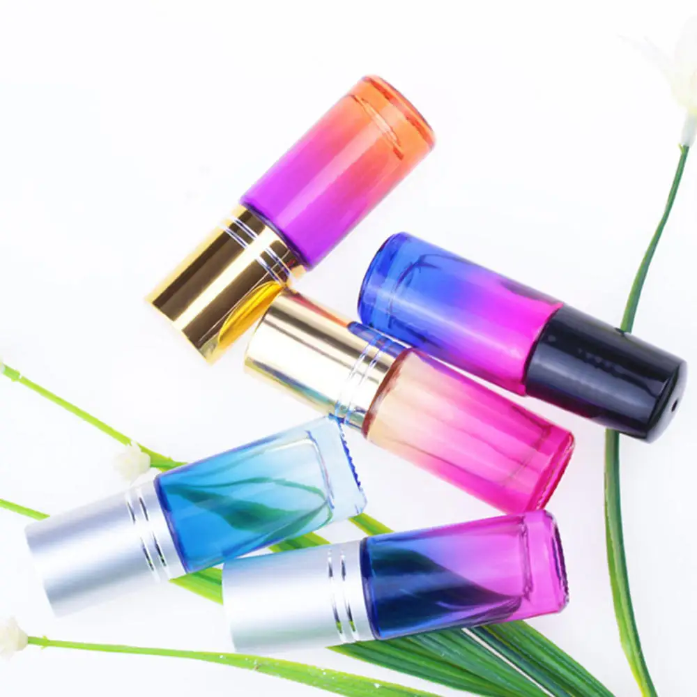 5ml 10ml Gradient Color Essential Oil Perfume Bottle Roller Ball Thick Glass Roll On Durable For Travel Cosmetic Container Whole images - 6