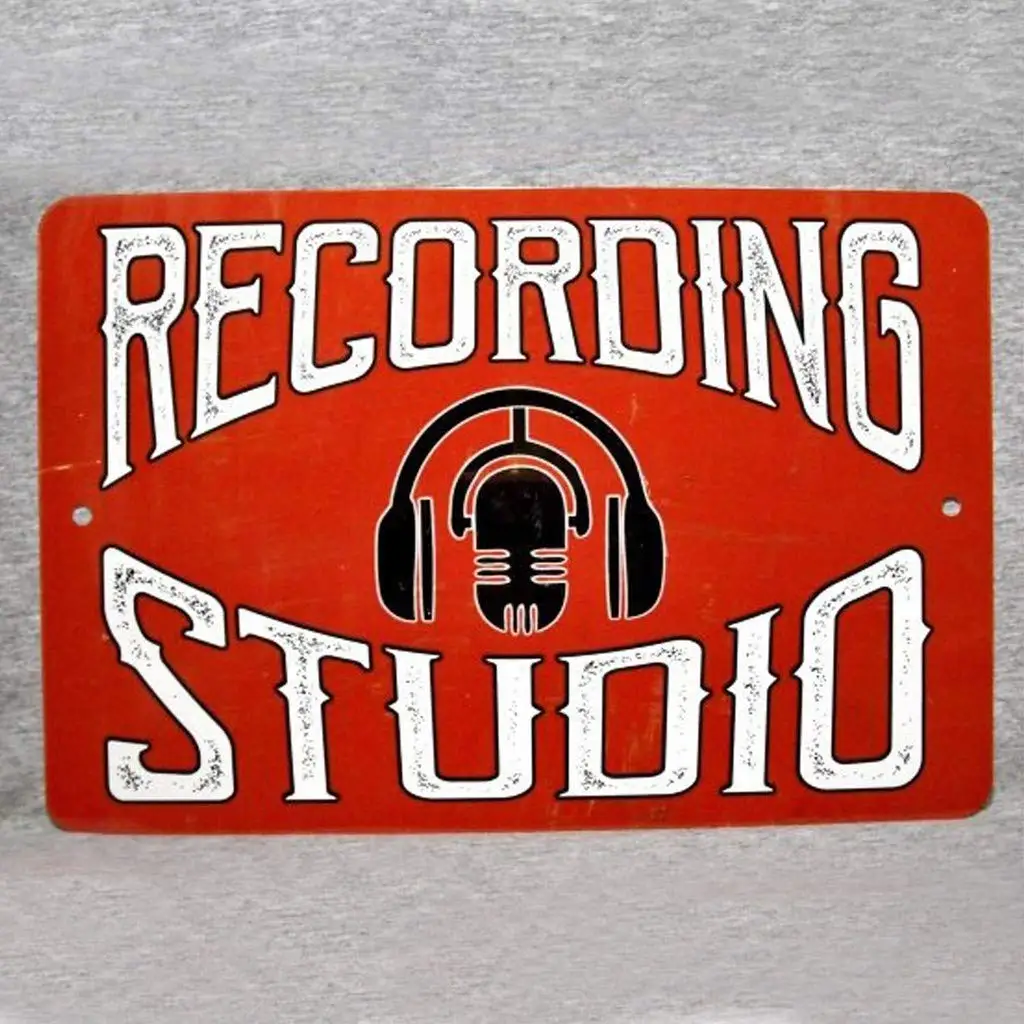 

8x12 Inch Recording Studio Tin Sign Vintage Funny Creature Iron Painting Metal Plate Personality Novelty Metal Signs
