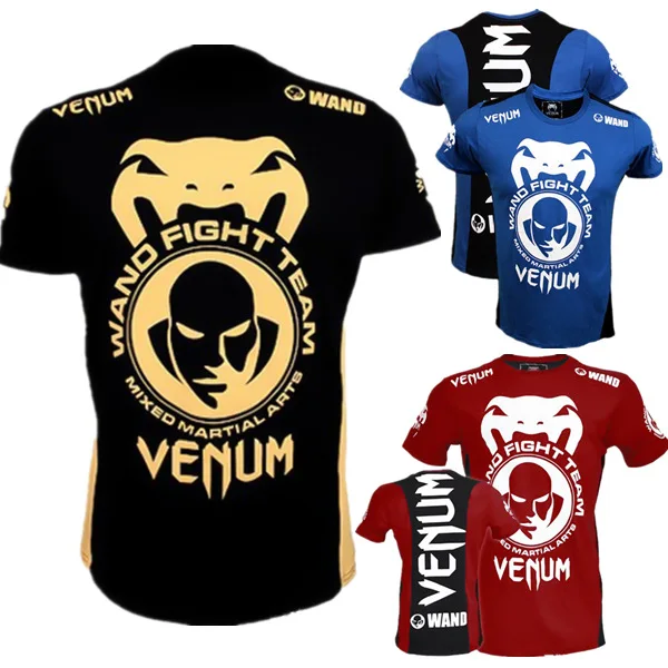 

2023 Men's Summer Boxing Training Short Sleeve Top Printed 3D Round Neck Slim Fit T-shirt Sports Support Shirt