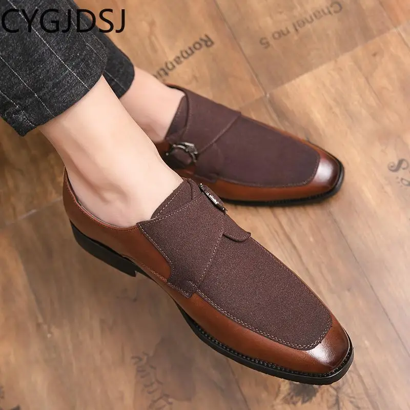 Туфли мужские классические Оксфордские Роскошные Мокасины с ремешком без