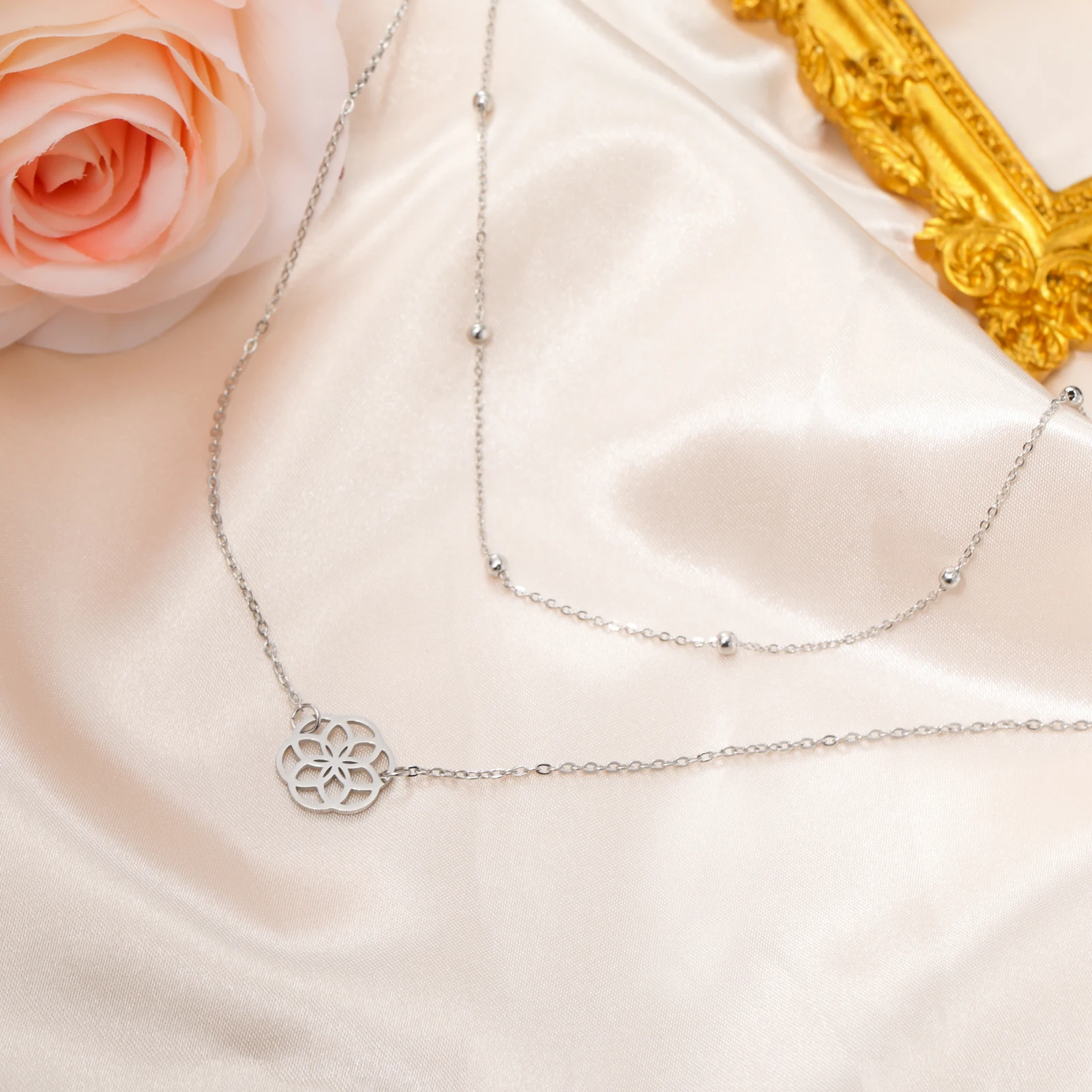 Unift Женская цепочка с бусинами винтажная из нержавеющей стали геометрическим