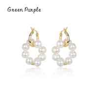 green purple real 925 sterling silver charm pearl hoop earrings fashion 14k gold earrings for women fine female jewelry 2022 new