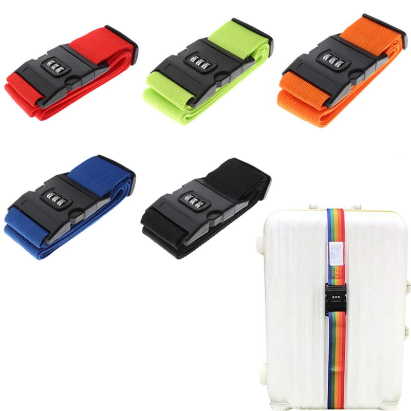 

2M Rainbow Password Lock Packing Luggage Bag With Luggage Strap 3 Digits Password Lock Buckle Strap Baggage Belts 2023 New