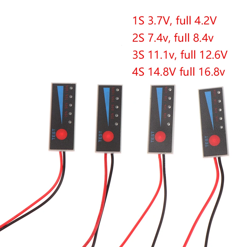 

1PC 1S/2S/3S/4S 3.7V-14.8V Lithium Battery Li-po Li-ion Capacity Indicator Board Power Display Charging Charge LED Tester