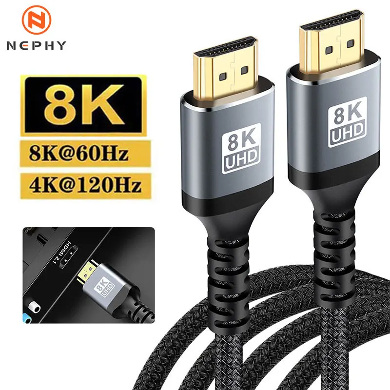 8K 60HZ 4K 120HZ HDMI-кабель для ТВ ноутбука PS4 PS5 Xiaomi mi Box PC Сверхскоростной HD-видео шнур 1M 2M
