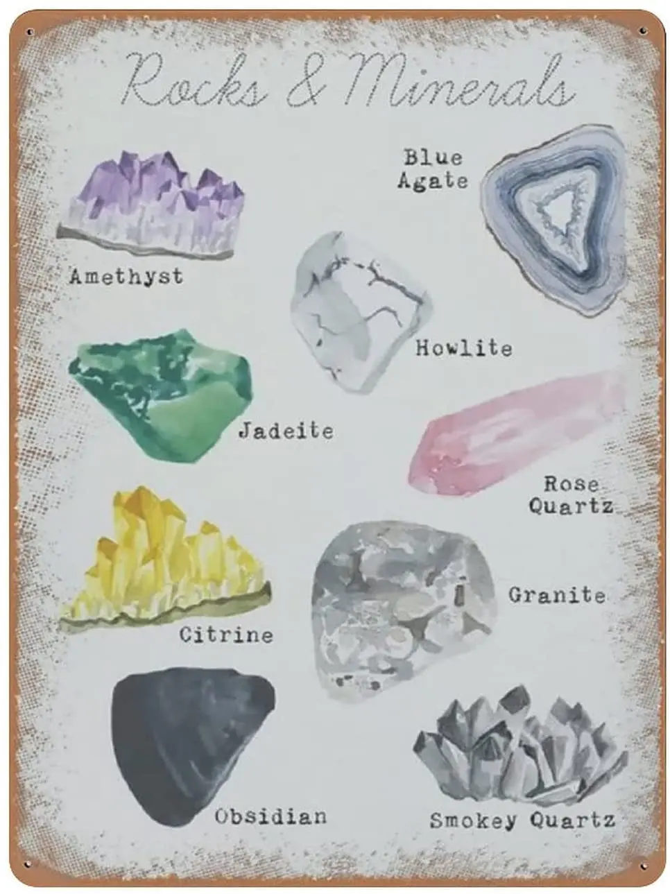 Типы знаний о минералах металлический жестяной знак для ресторана кафе гостиной