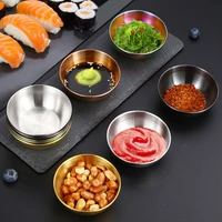 1pc round sauce plates appetizer serving tray stainless steel seasoning dish sushi vinegar soy saucer container kitchen supplies