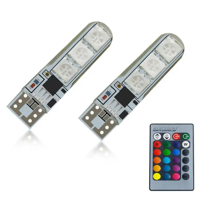 NewLED RGB T10 5050-6SMD Цветная светодиодная лампа с дистанционным управлением