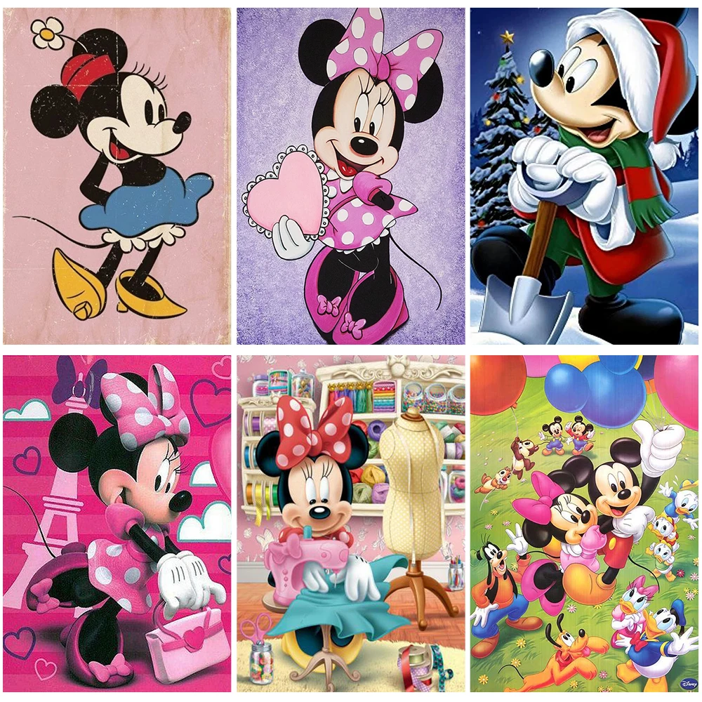 

Disney New DIY 5D Diamond Painting Minnie Mickey Mouse Full Drill Mosaic Diamond Embroidery Art Rhinestone for Home Decor
