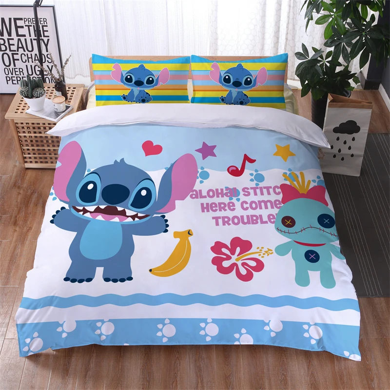 Белое волнистое постельное белье Disney Лило и Ститч пододеяльник наволочка