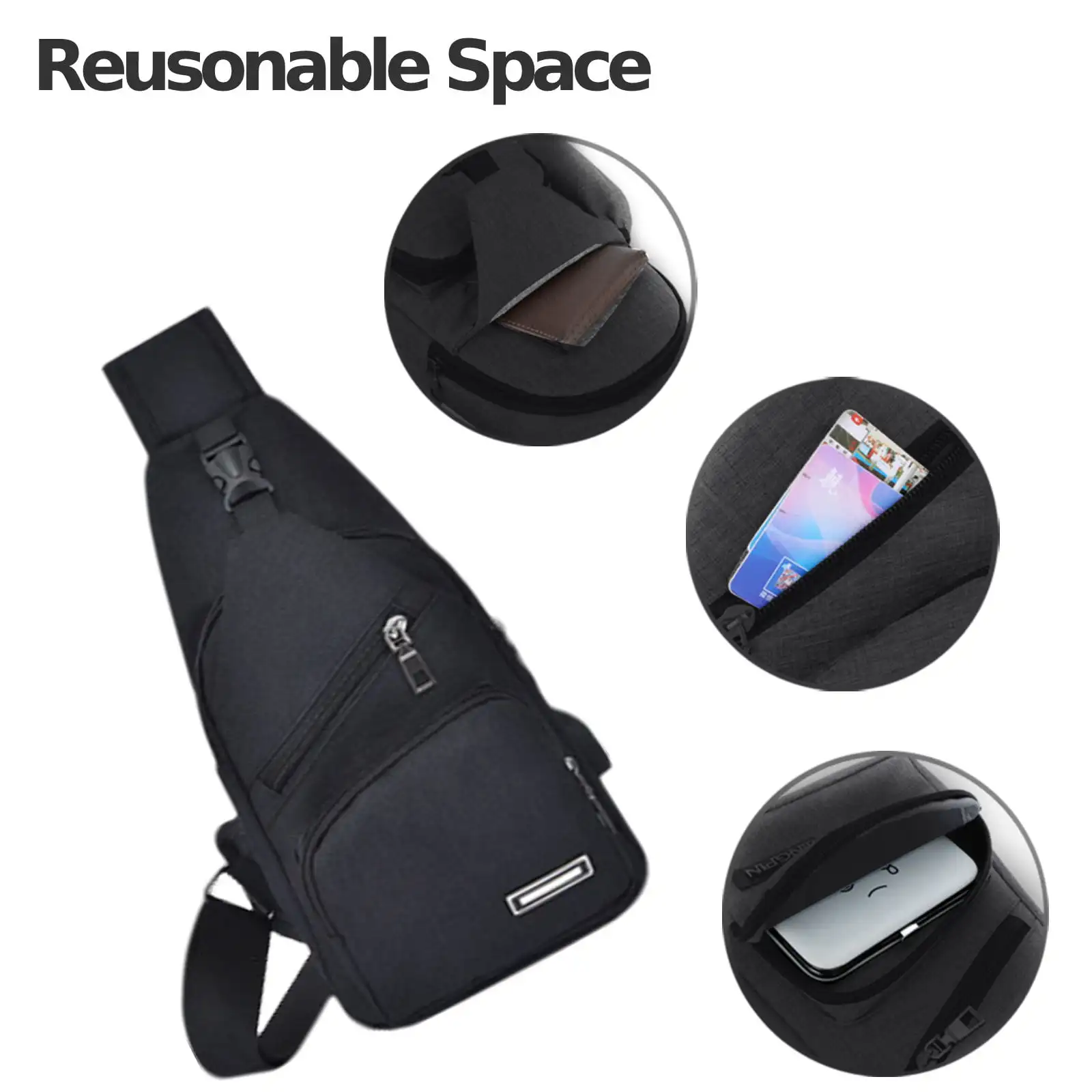 Sling Backpack, Chest Shoulder Bag, Multipurpose Crossbody Purse for Men and Women, Anti Theft Outdoor Chest Bag, Travel Hiking