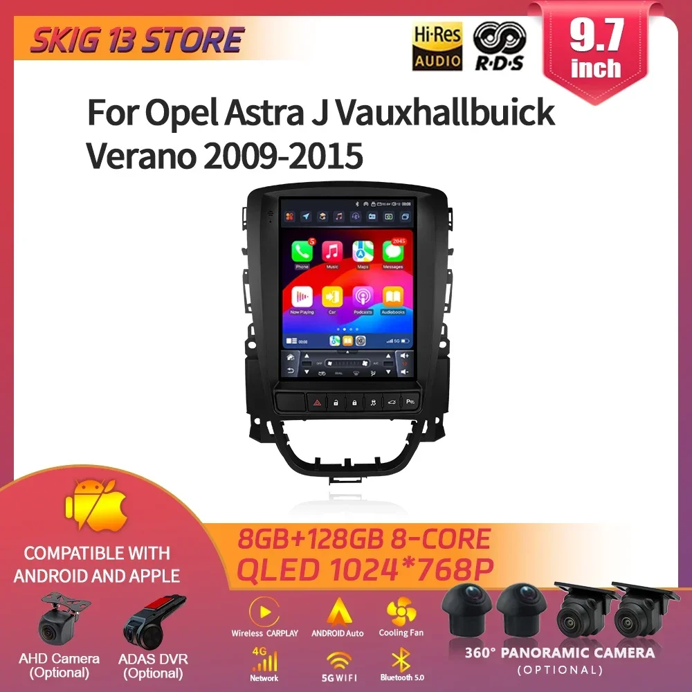 Автомобильный радиоприемник 9 7 дюйма для Opel Astra J Vauxhallbuick Verano 2009-2015 Android 14