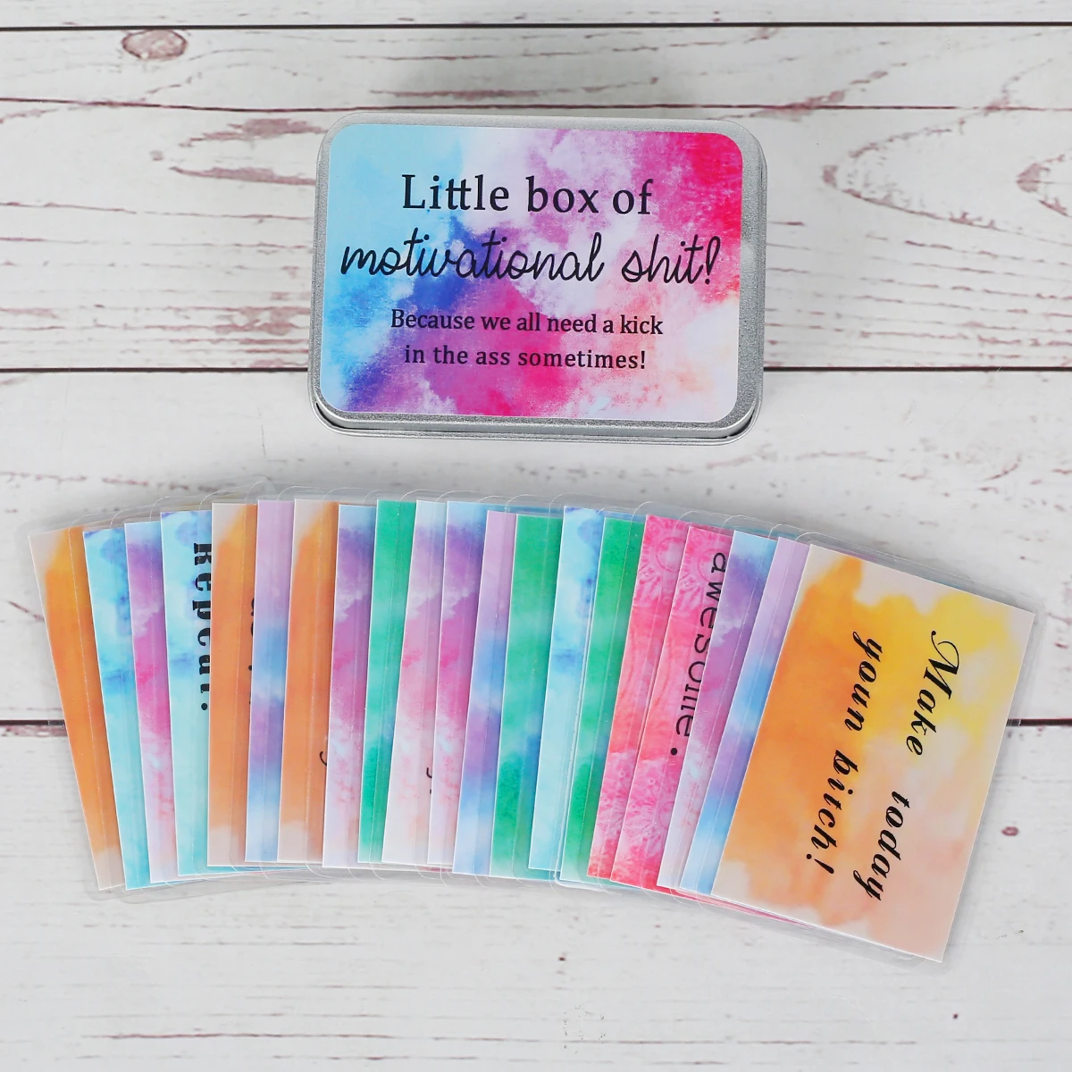 

20 шт., забавные мотивационные карточки в жестяной коробке