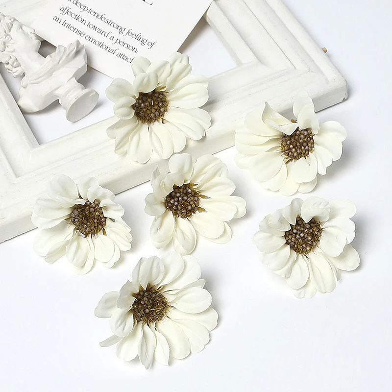 Искусственные маргаритки из шелка, 10 штук