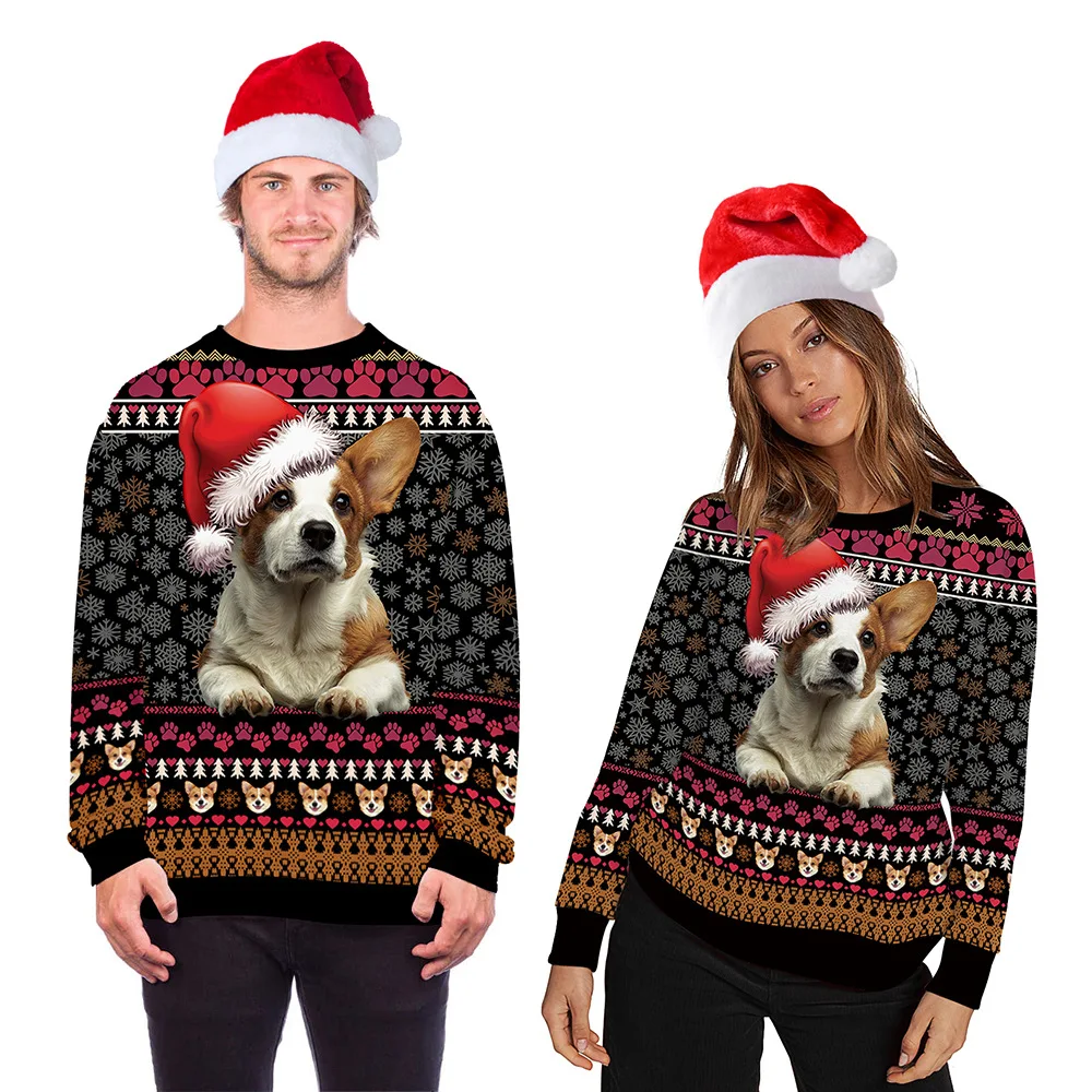 

2022 Christmas Autumn and Winter 3D Digital Printing Women's Sweatshirt Round Neck Casual Streetwear Men's Pullovers Clothing