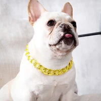 gold bulldog necklace adjustable dog wide collar chain abs punk chain with lobster buckle puppy necklace fashion pet accessories