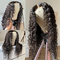 180%density 26inch natural color middle part kinky curly lace front wig with baby hair natural hairline high temperature
