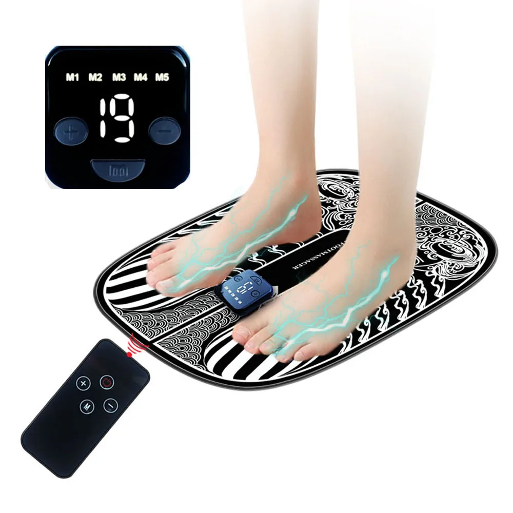 

Remote Control EMS Electric Foot Stimulation massager Pad Folding Portable mats Fully Automatic Circulation Massage 19 Levels