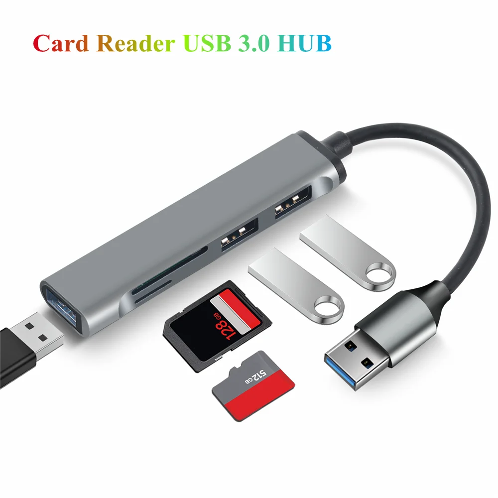 2-в-1 кардридер с 3 портами USB 0 type-C |