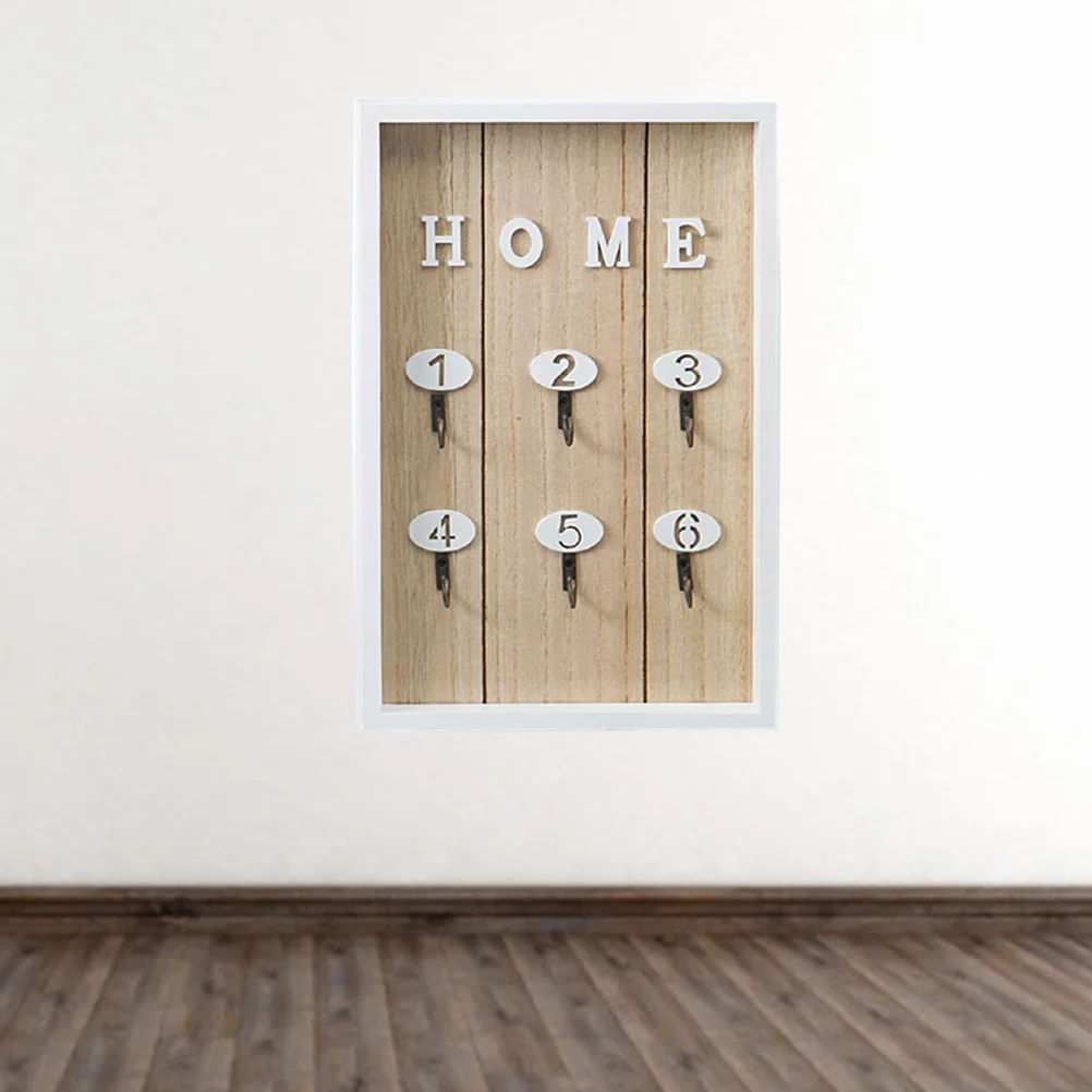 

Key Cabinet Lock Box Nordic Style Wooden Key Boxes Wall Mounted Lock Hanging Shelf Key Holder Key Storage Cabinet ( Wood Color )