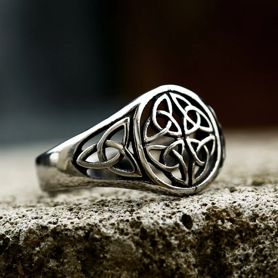 

Hollow Design 316L Stainless Steel Odin Viking Celtic Knot Ring Men's Odin Warrior Rune Valknut Ring Vintage Amulet Jewelry Gift
