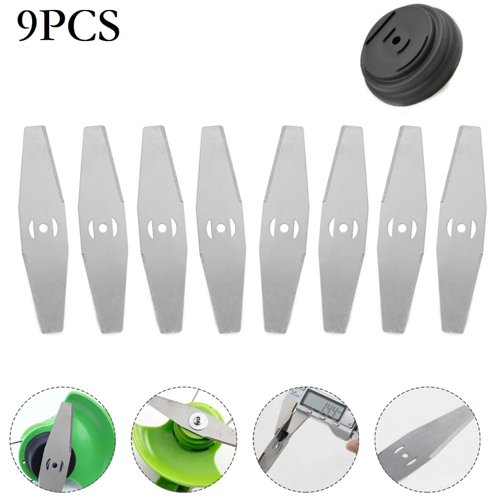 9pcs Grass String Trimmer Head Replacement Saw Blades Plastic CoverLawn Mower Slotted Knife Garden Parts Accessories