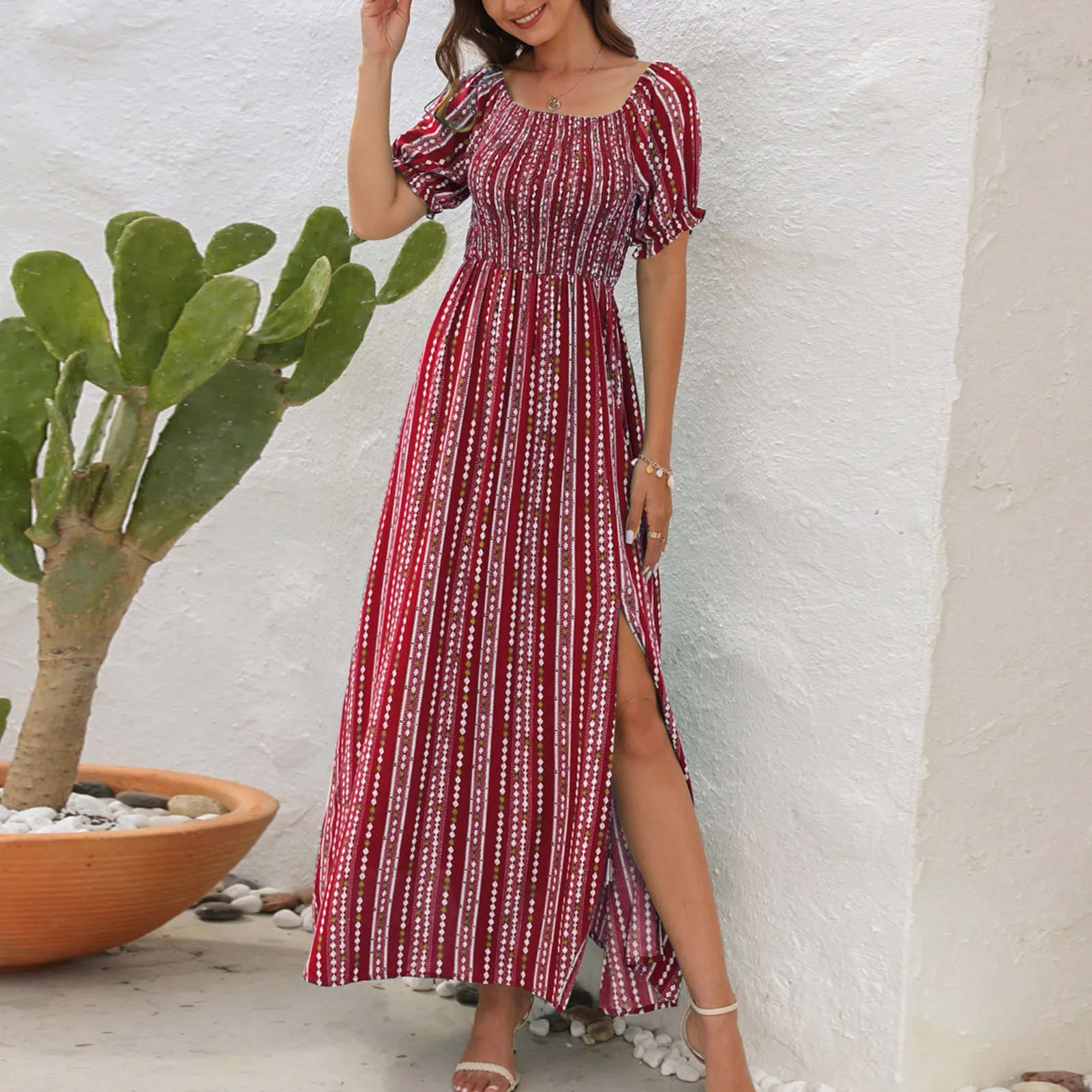 

Повседневные платья с принтом в Вертикальную Полоску, платье с открытыми плечами и коротким рукавом, повседневное модное простое летнее платье в европейском стиле для коктейлей