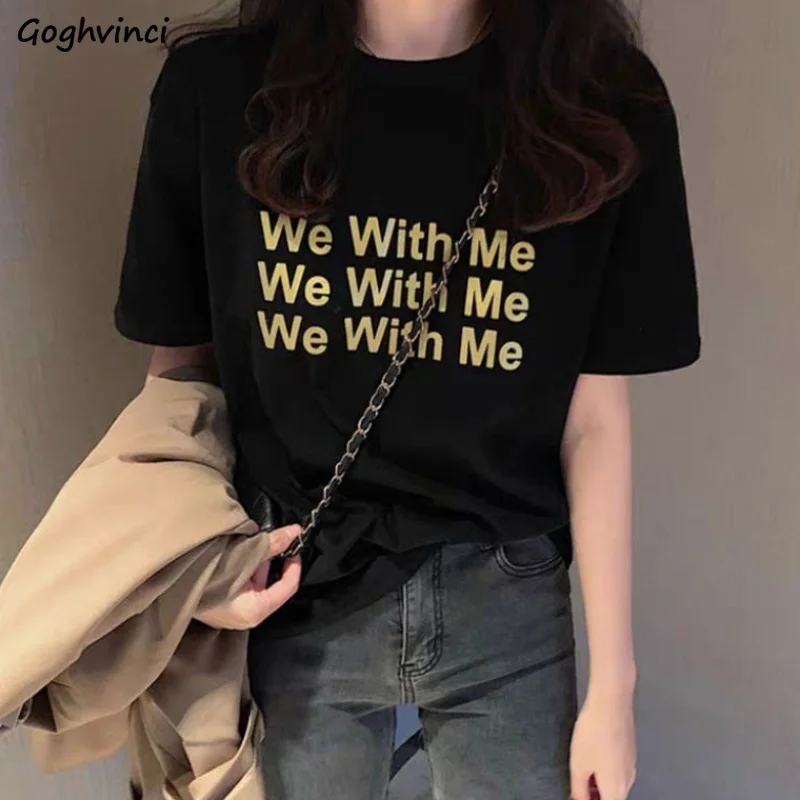 

T-shirts Woman Summer Letter Printed Streetwear Trendy Korean Style Simple Daily Ins Retro All-match New Harajuku Design Tops