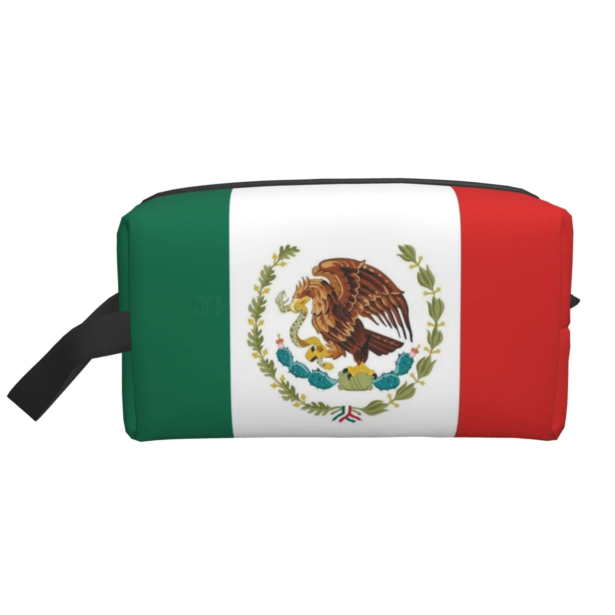 

Mexican Flag Large Capacity Cosmetic Bag Portable Makeup Toiletry Pouch with Zipper Travel Accessories Organizer Storage Bags