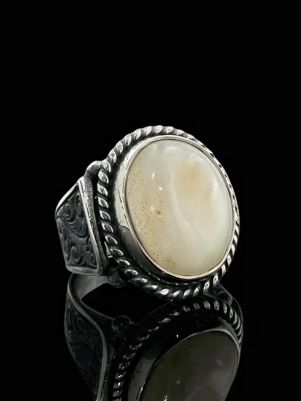 

Natural Amber Hand Production 925 Silver Men 'S Ring