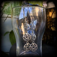 multiple wicca witchcraft pentagram pendant earring triple pentagram wicca witchy earring jewelry gold silver color pendant